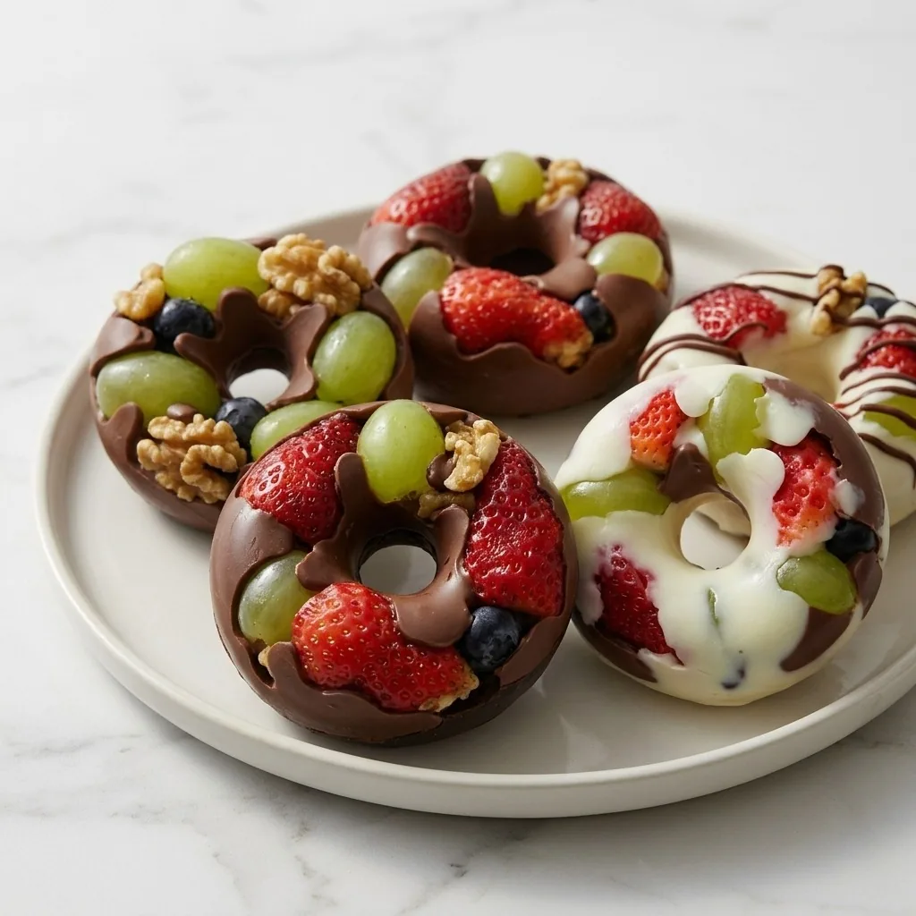 Exemplo do Pack: Fruit Donuts gourmet com nozes, uvas verdes e morangos