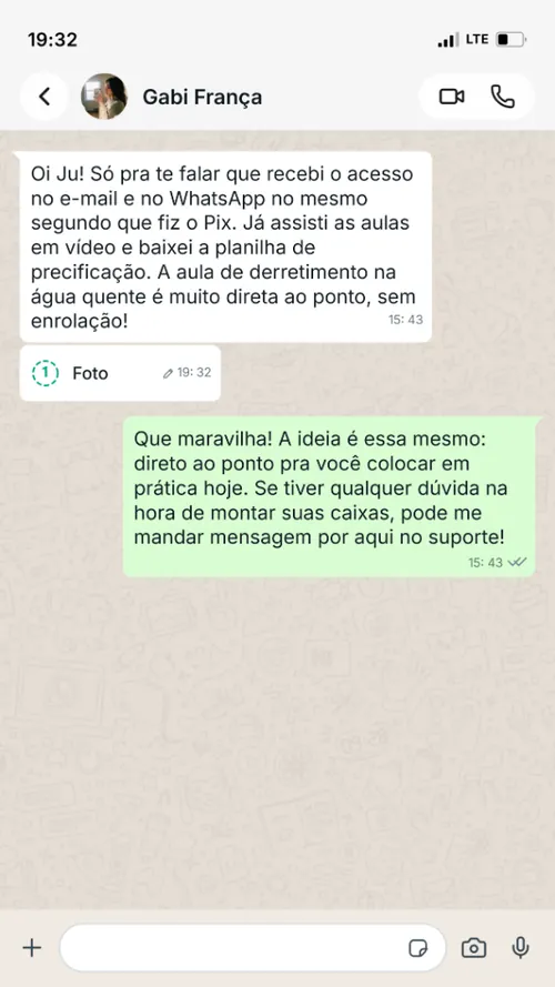 Gabi França elogiando acesso rápido e aulas práticas
